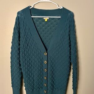 Leifsdottir by Anthropologie Deep Teal Button-Up Cardigan Size S